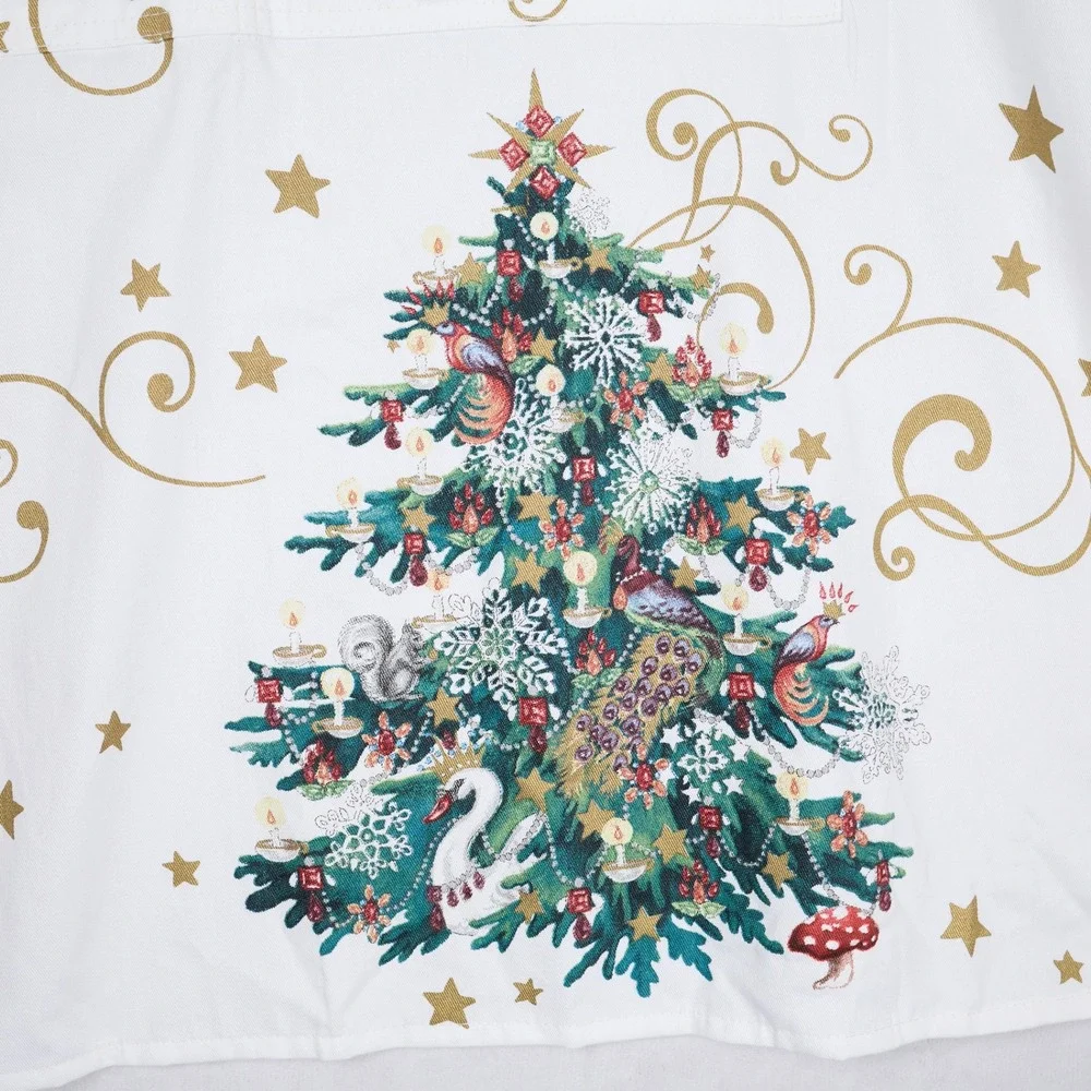 Williams Sonoma Twas the Night Before Christmas Apron White Gold Reindeer New